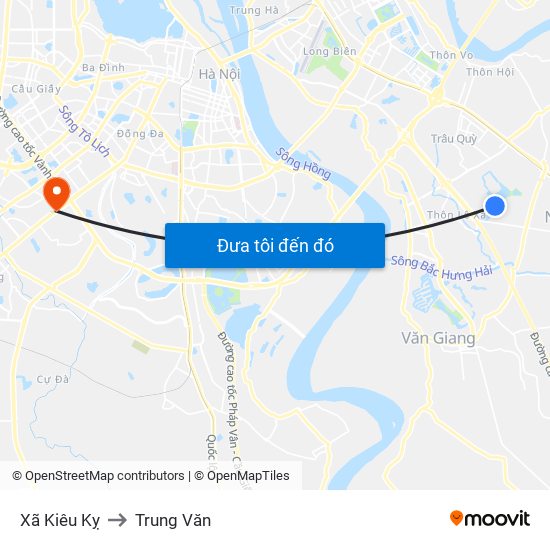 Xã Kiêu Kỵ to Trung Văn map
