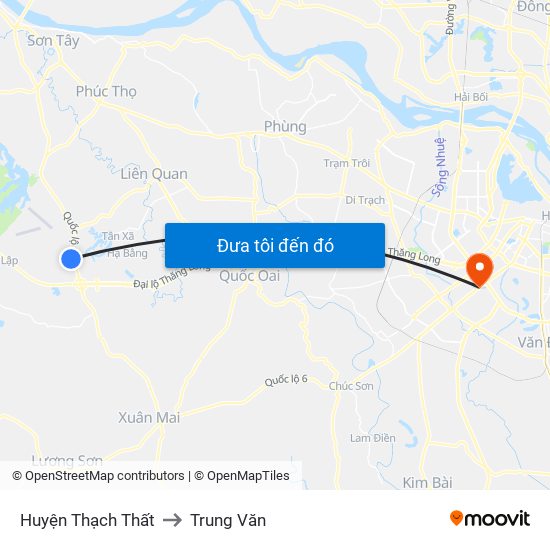 Huyện Thạch Thất to Trung Văn map