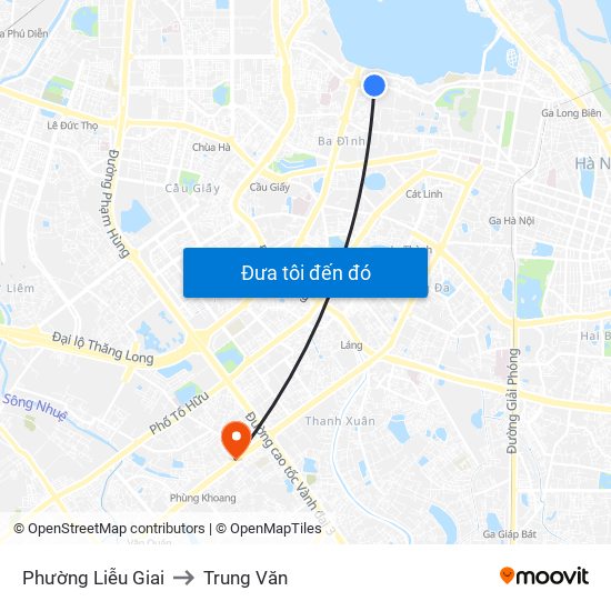 Phường Liễu Giai to Trung Văn map