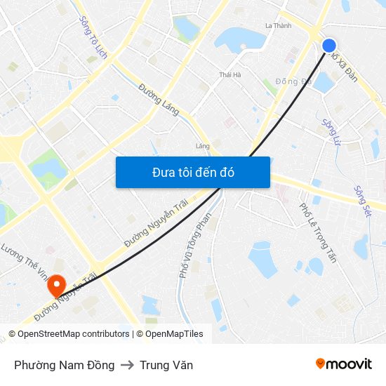 Phường Nam Đồng to Trung Văn map