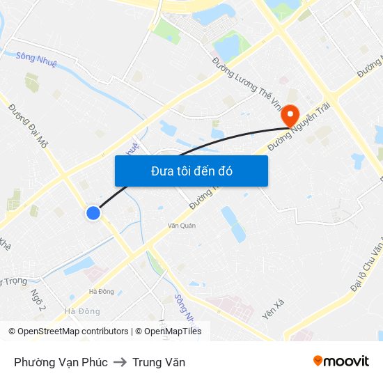 Phường Vạn Phúc to Trung Văn map