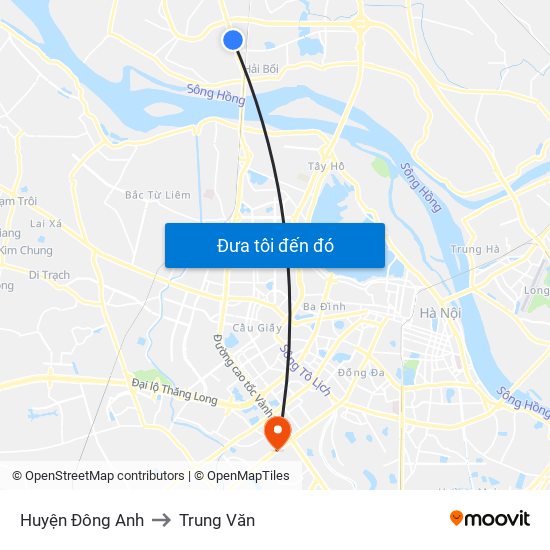 Huyện Đông Anh to Trung Văn map