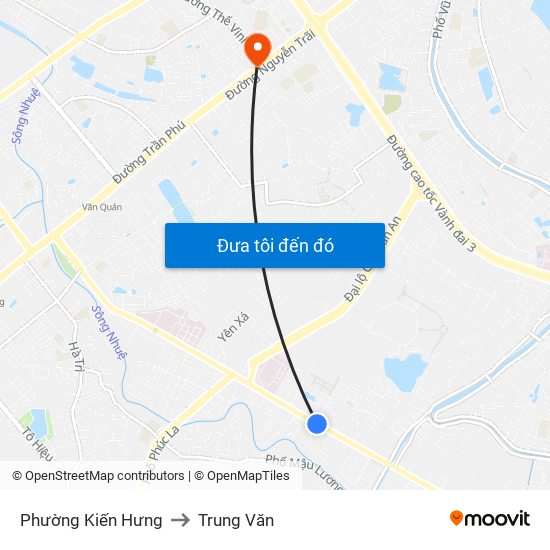 Phường Kiến Hưng to Trung Văn map