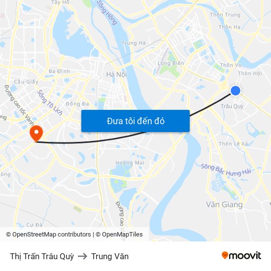 Thị Trấn Trâu Quỳ to Trung Văn map