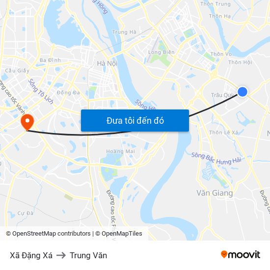 Xã Đặng Xá to Trung Văn map