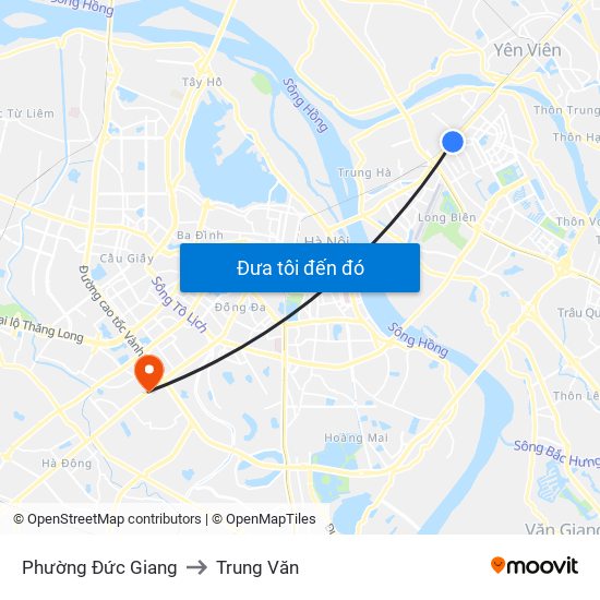 Phường Đức Giang to Trung Văn map