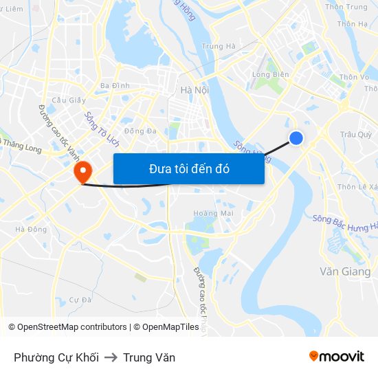 Phường Cự Khối to Trung Văn map