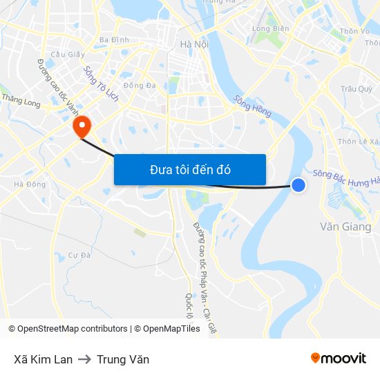Xã Kim Lan to Trung Văn map