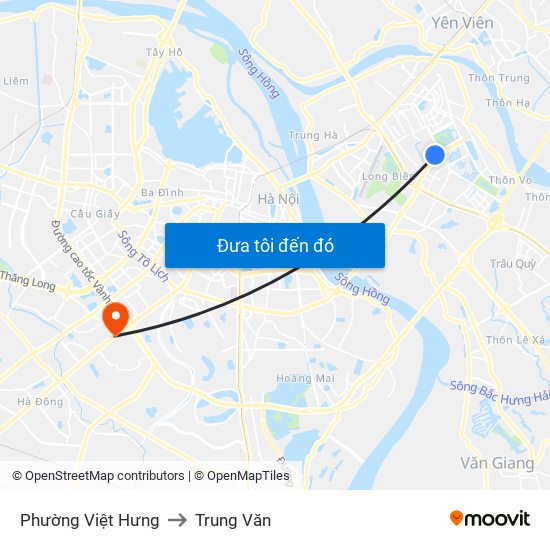 Phường Việt Hưng to Trung Văn map