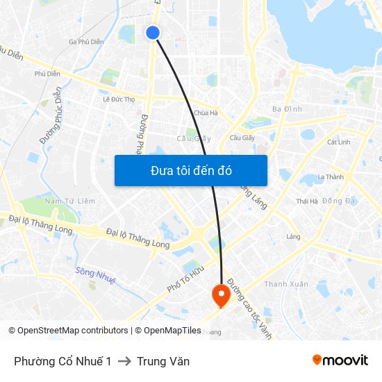 Phường Cổ Nhuế 1 to Trung Văn map