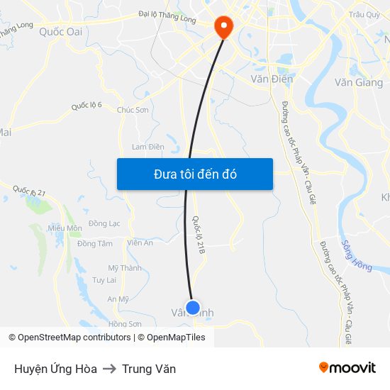 Huyện Ứng Hòa to Trung Văn map