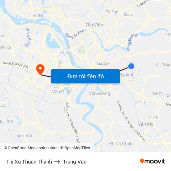 Thị Xã Thuận Thành to Trung Văn map