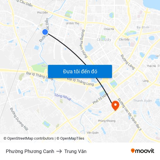 Phường Phương Canh to Trung Văn map