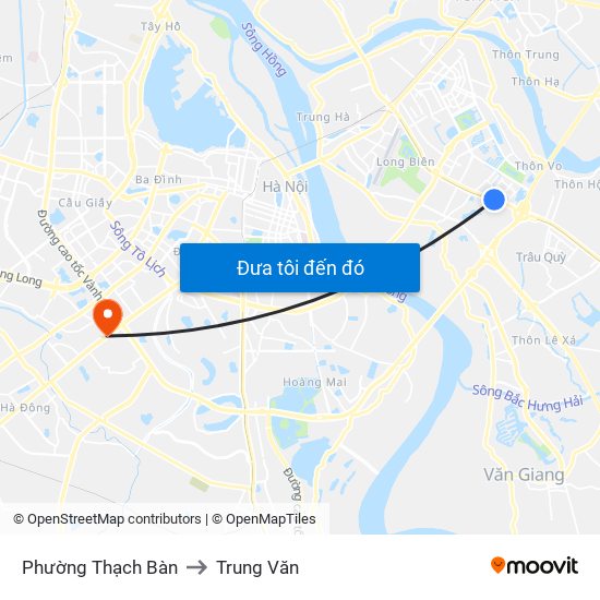 Phường Thạch Bàn to Trung Văn map