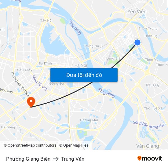 Phường Giang Biên to Trung Văn map