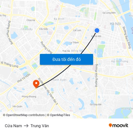 Cửa Nam to Trung Văn map