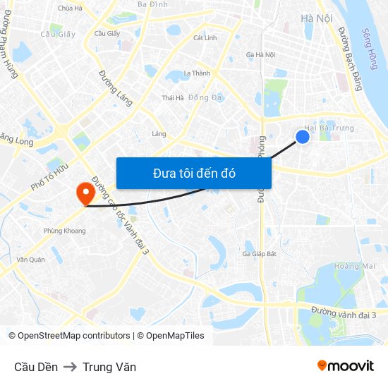 Cầu Dền to Trung Văn map