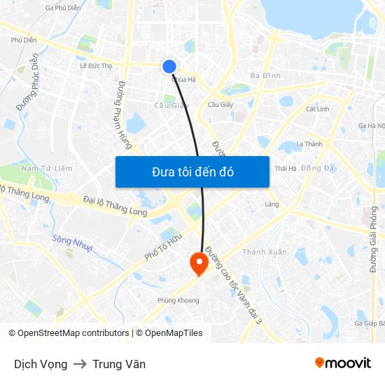 Dịch Vọng to Trung Văn map