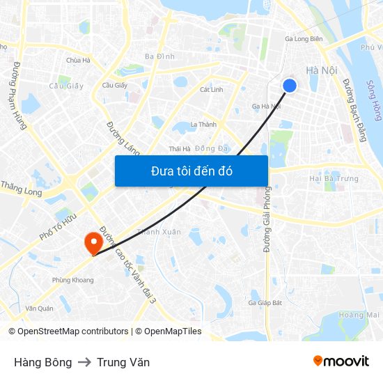 Hàng Bông to Trung Văn map