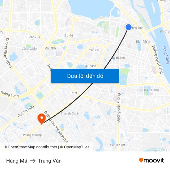 Hàng Mã to Trung Văn map