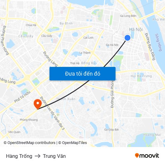 Hàng Trống to Trung Văn map