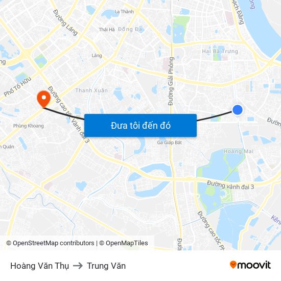 Hoàng Văn Thụ to Trung Văn map