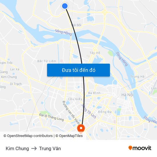 Kim Chung to Trung Văn map