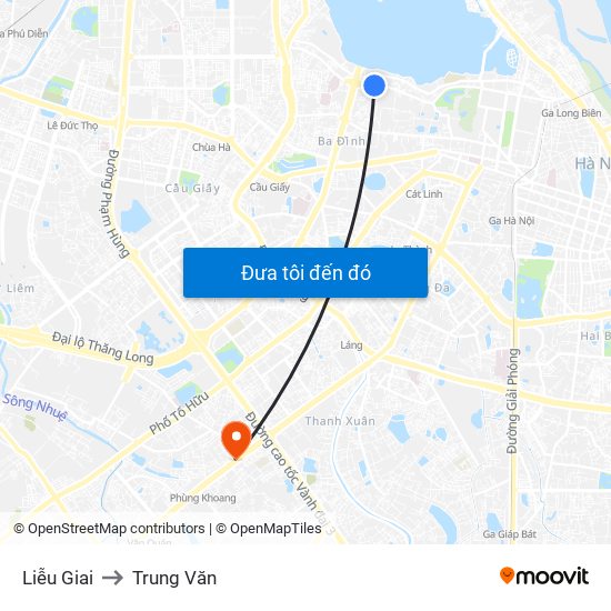 Liễu Giai to Trung Văn map