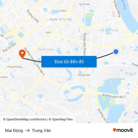 Mai Động to Trung Văn map
