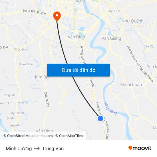 Minh Cường to Trung Văn map