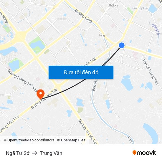 Ngã Tư Sở to Trung Văn map