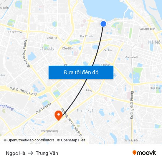 Ngọc Hà to Trung Văn map
