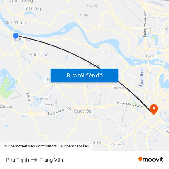 Phú Thịnh to Trung Văn map