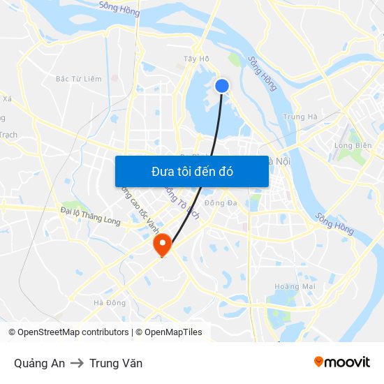 Quảng An to Trung Văn map