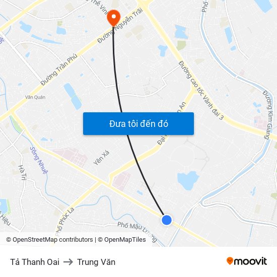 Tả Thanh Oai to Trung Văn map