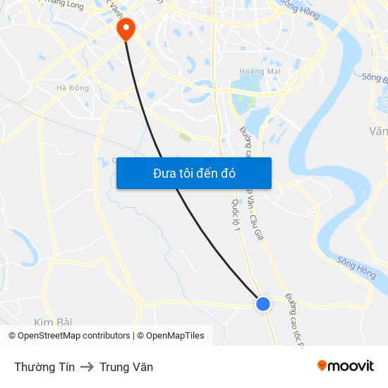 Thường Tín to Trung Văn map