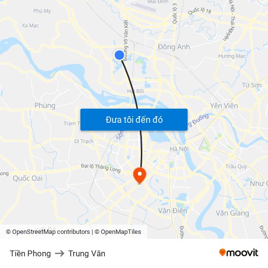 Tiền Phong to Trung Văn map