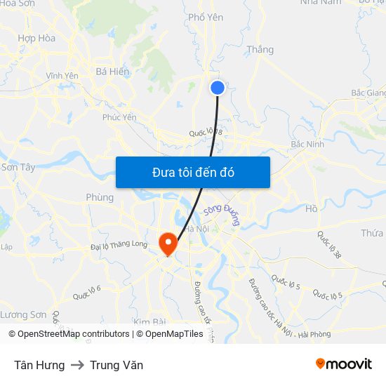 Tân Hưng to Trung Văn map