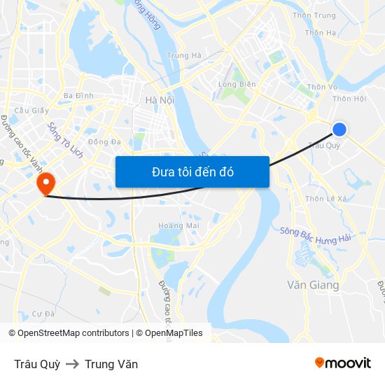 Trâu Quỳ to Trung Văn map