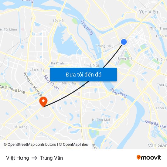 Việt Hưng to Trung Văn map