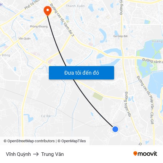Vĩnh Quỳnh to Trung Văn map