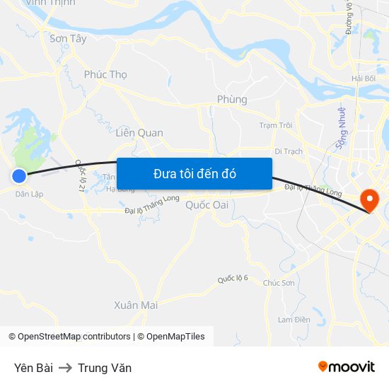 Yên Bài to Trung Văn map