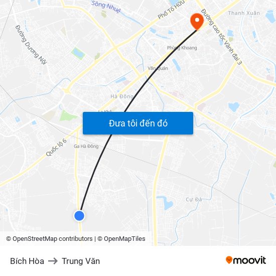 Bích Hòa to Trung Văn map