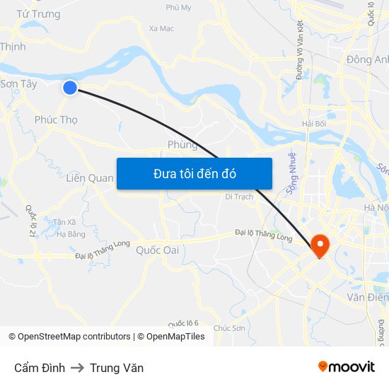 Cẩm Đình to Trung Văn map