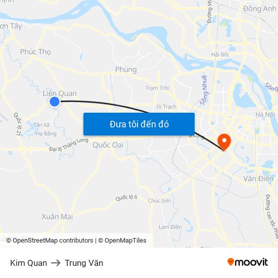 Kim Quan to Trung Văn map