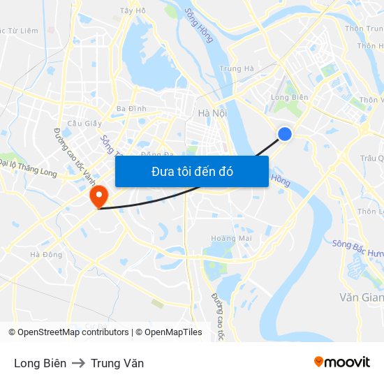 Long Biên to Trung Văn map