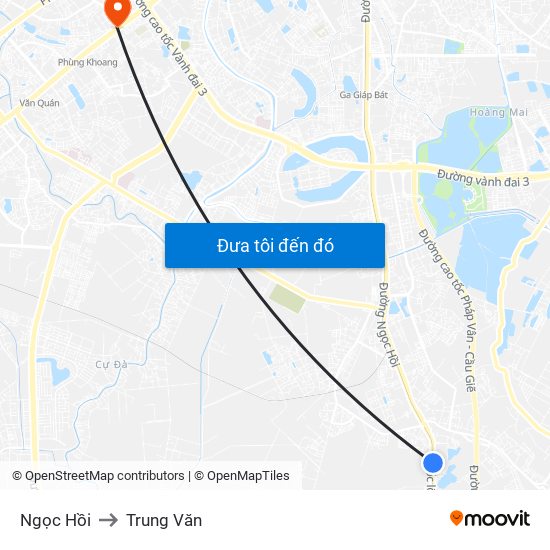 Ngọc Hồi to Trung Văn map