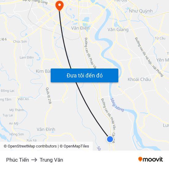 Phúc Tiến to Trung Văn map