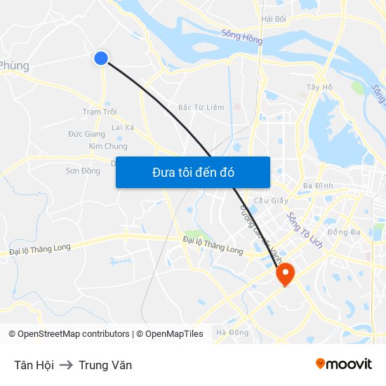 Tân Hội to Trung Văn map