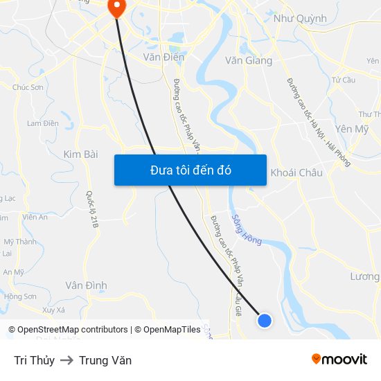 Tri Thủy to Trung Văn map